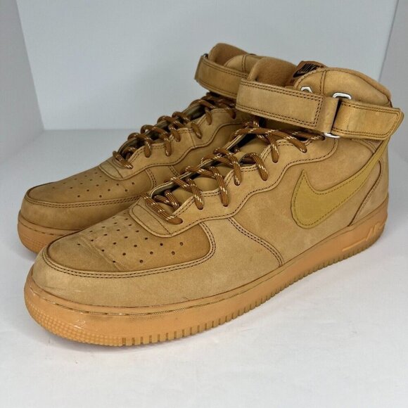 Nike Mens DJ9158-200 Tan Air Force 1 '07 Mid Flax Wheat Gum Size 15 Sneakers - Picture 1 of 9